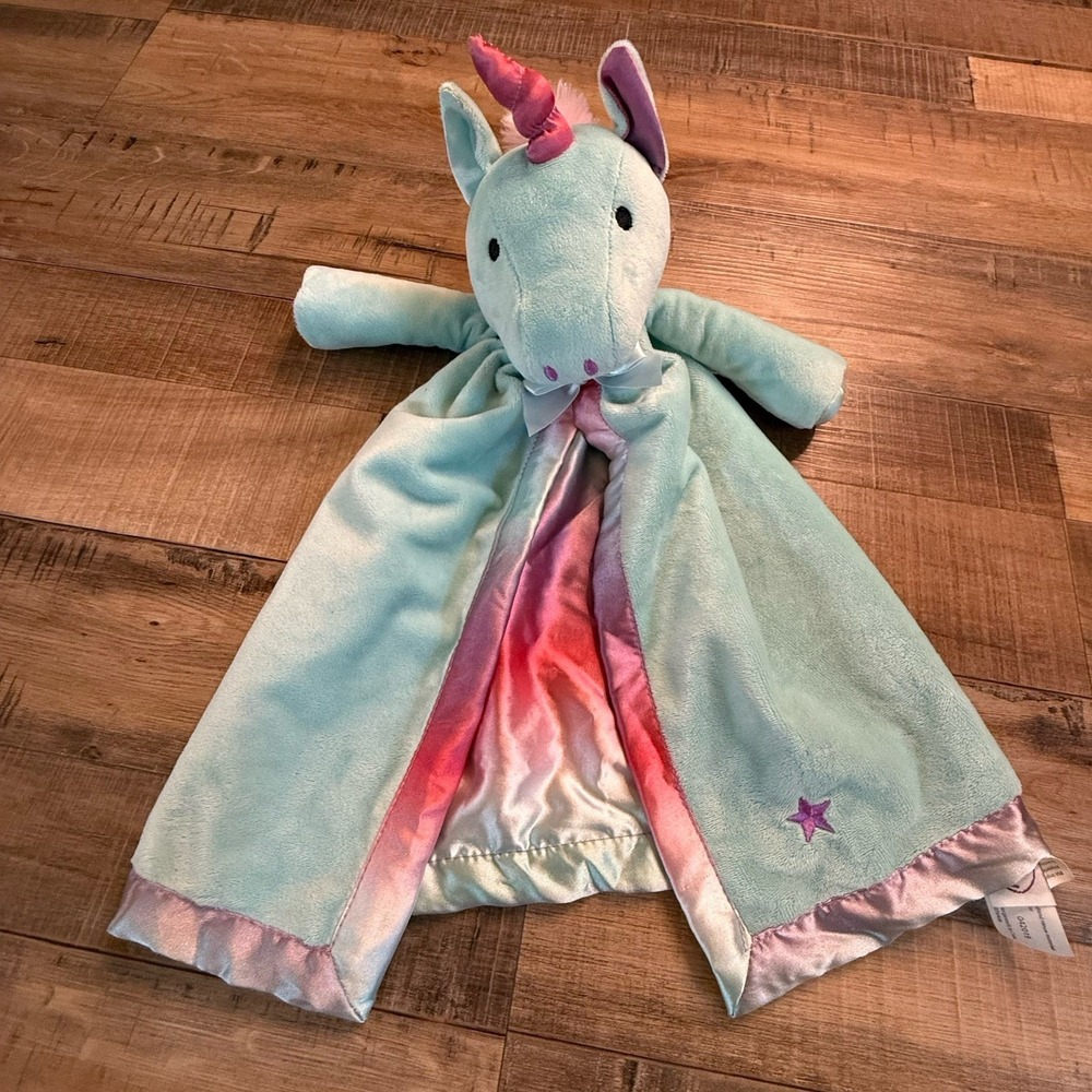 Scentsy Buddy Blankie Zoe the Unicorn Mint Green Pink Purple Satin Lovey 15in